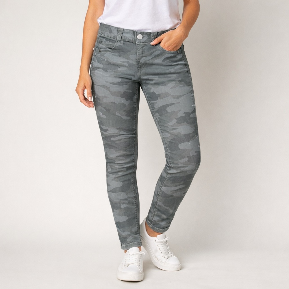 Democracy “Ab”solution Gray Camo Skinny Jeans | Stretch Mid-Rise | Wmn’s EUC Sz4